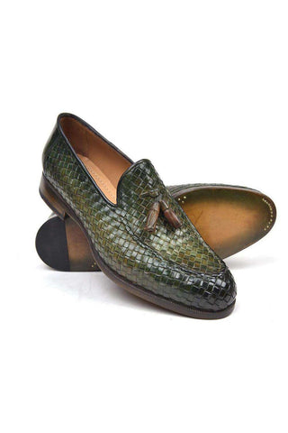 Paul Parkman Woven Calf-Skin Leather Tassel Loafers (PM5507)-AmbrogioShoes