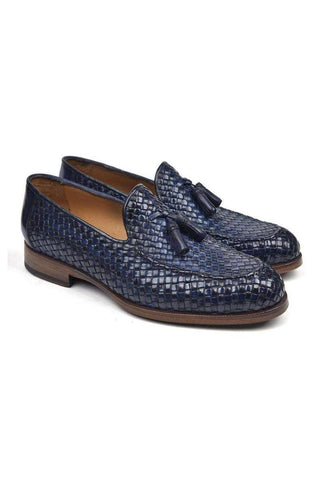 Paul Parkman Woven Calf-Skin Leather Tassel Loafers (PM5507)-AmbrogioShoes