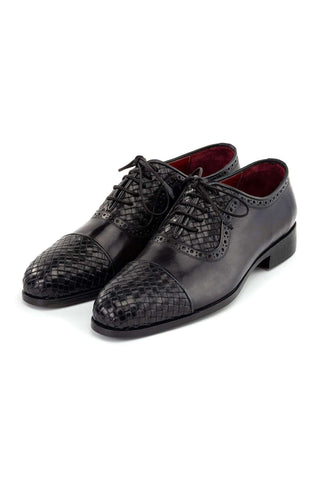 Paul Parkman Woven & Leather Cap-Toe Oxford (PM6468)