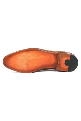 Paul Parkman Woven Leather Tassel Loafers (PM5507)-AmbrogioShoes