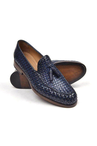 Paul Parkman Woven Leather Tassel Loafers (PM5507)-AmbrogioShoes