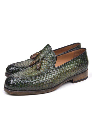 Paul Parkman Woven Leather Tassel Loafers (PM5507)-AmbrogioShoes