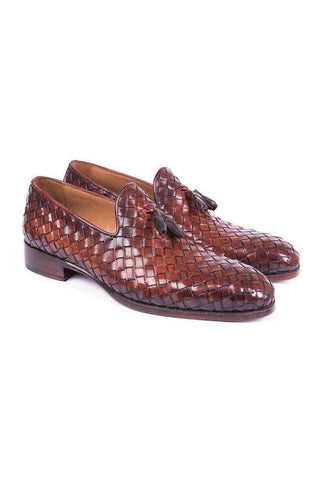 Paul Parkman Woven Leather Tassel Loafers (PM5808)-AmbrogioShoes