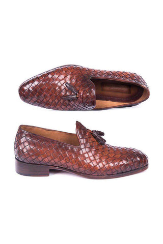 Paul Parkman Woven Leather Tassel Loafers (PM5808)-AmbrogioShoes