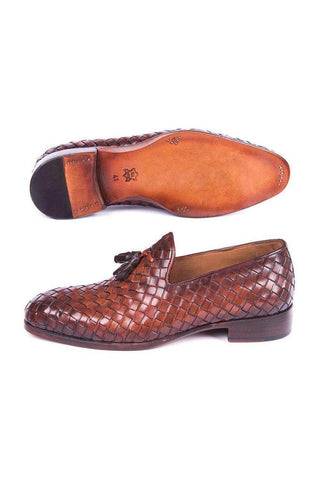 Paul Parkman Woven Leather Tassel Loafers (PM5808)-AmbrogioShoes
