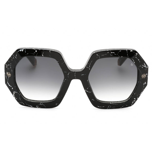 Philipp Plein SPP039M Sunglasses Marbled Black / Grey Gradient-AmbrogioShoes
