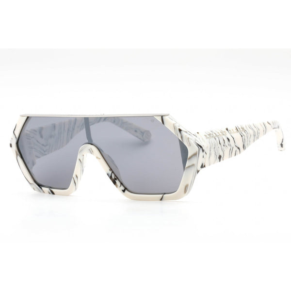 Philipp Plein SPP047 Sunglasses Marbled Ivory / Smoke/Mirror Silver-AmbrogioShoes
