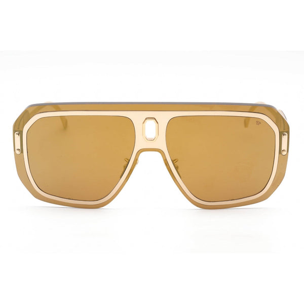 Philipp Plein SPP050 Sunglasses Shiny Rose Gold / Brown Mirror Gold-AmbrogioShoes