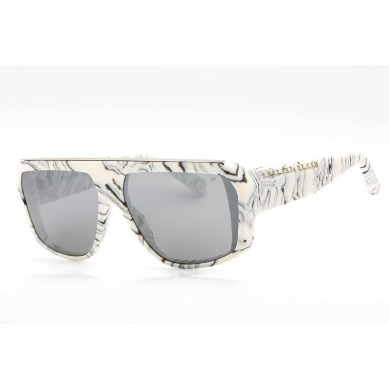 Philipp Plein SPP074 Sunglasses MARMORIZED IVORY/Grey Women's-AmbrogioShoes