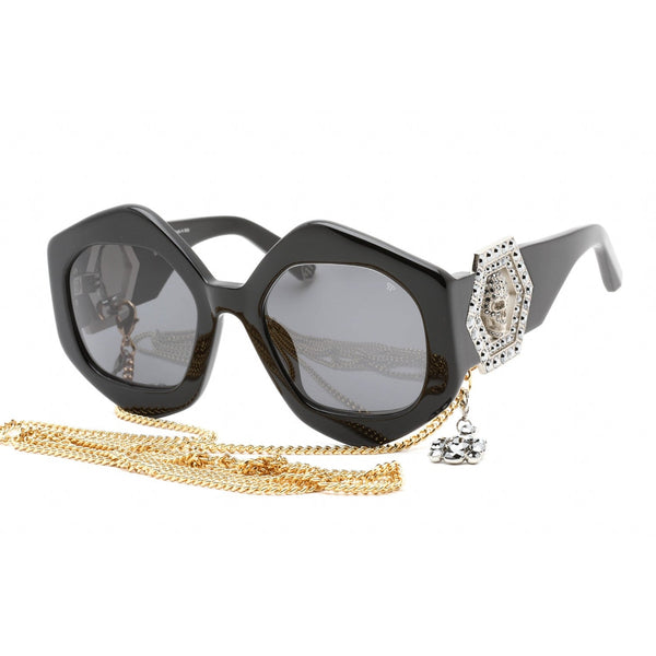 Philipp Plein SPP102S Sunglasses Shiny Black / Smoke-AmbrogioShoes