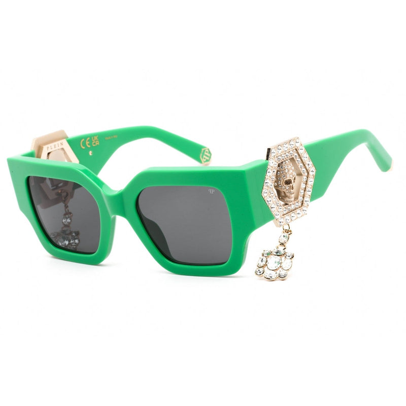 Philipp Plein SPP103S Sunglasses Shiny Green / Smoke Women's-AmbrogioShoes