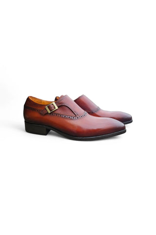 Carrucci KS503-05 Leather Single Monk-Strap
