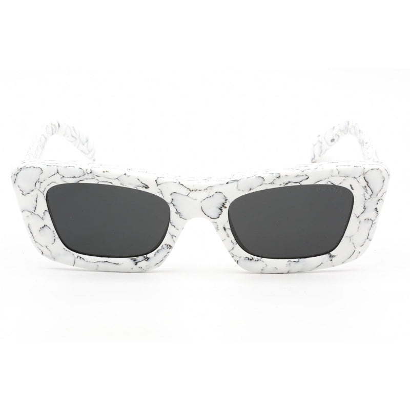 Prada 0PR 13ZS Sunglasses Matte White Marble / Dark Grey Women's-AmbrogioShoes