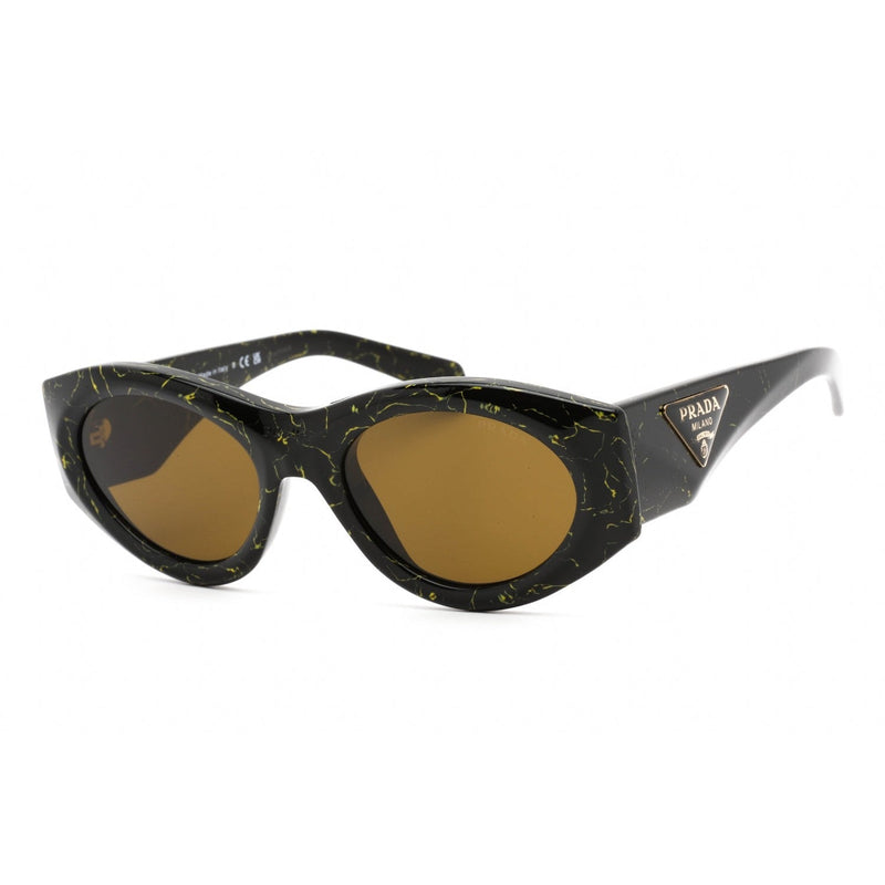 Prada 0PR 20ZS Sunglasses Black Yellow Marble / Dark Brown Women's-AmbrogioShoes