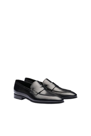 Prada 2DB185-248 Black Leather Penny Loafers (PRM1031)