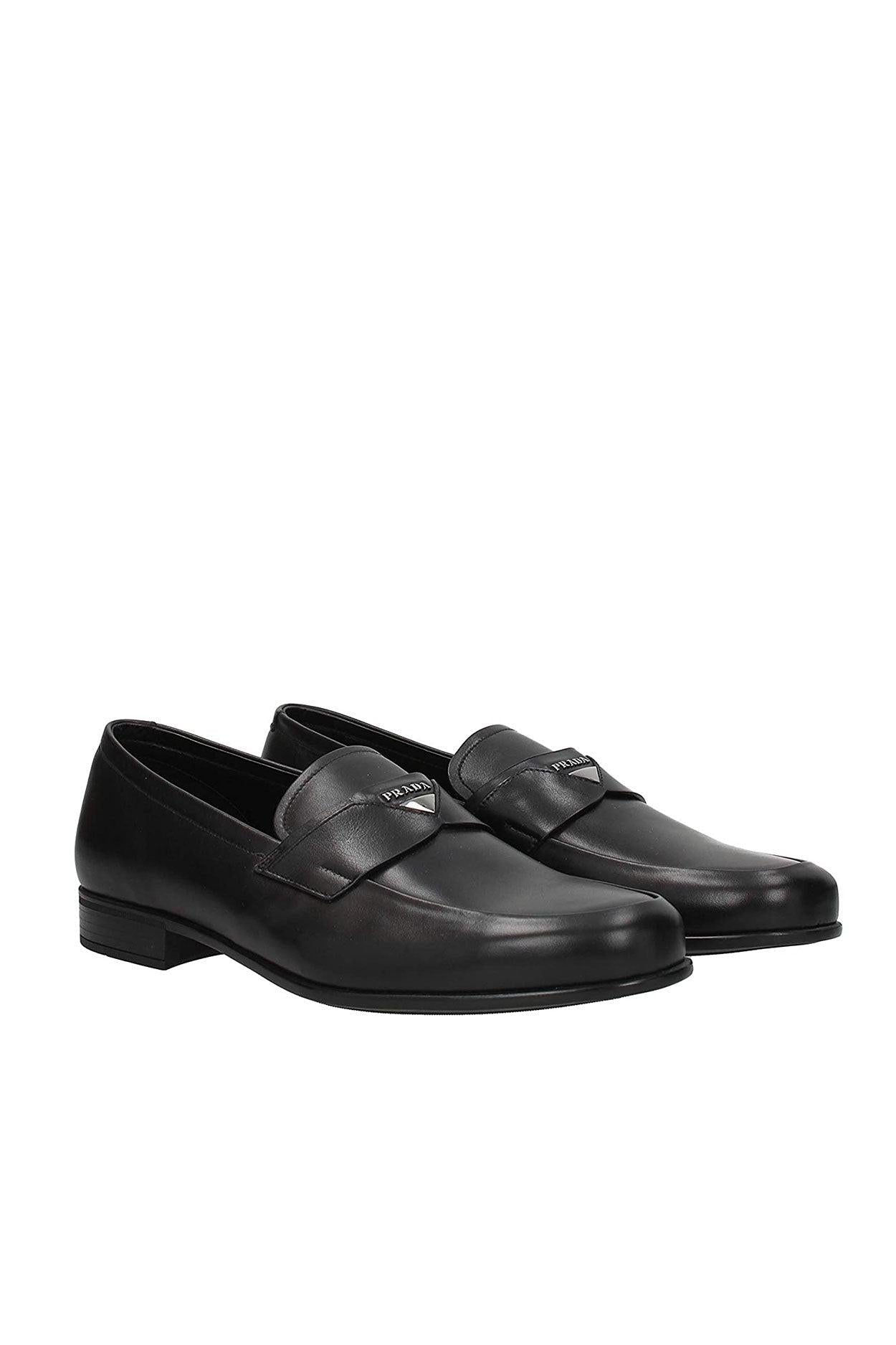 Prada Men's Black Leather Penny Loafers