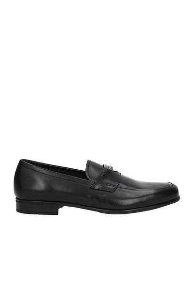 Prada Men's Black Leather Penny Loafers