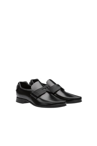 Prada 2DG094-B4L Black Calf-Skin Leather Moccasin Loafers (PRM1006)-AmbrogioShoes