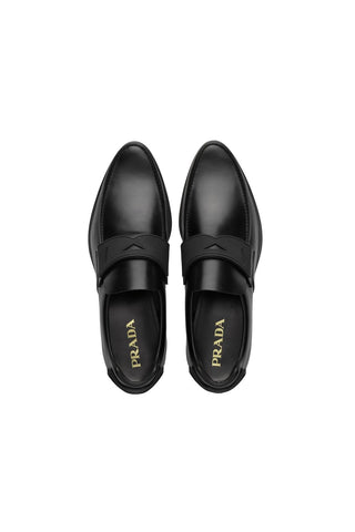 Prada 2DG094-B4L Black Calf-Skin Leather Moccasin Loafers (PRM1006)-AmbrogioShoes