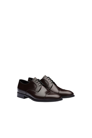 Prada 2EB184-ZJY Brown Polished Calf-Skin Leather Derby (PRM1010)-AmbrogioShoes