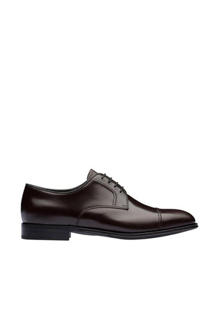 Prada 2EB184-ZJY Brown Polished Calf-Skin Leather Derby (PRM1010)-AmbrogioShoes