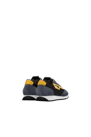 Prada 2EG276-3KUY Black & Yellow Cloudbust Technical Fabric / Suede Casual Sneakers (PRM1017)-AmbrogioShoes