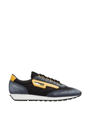 Prada 2EG276-3KUY Black & Yellow Cloudbust Technical Fabric / Suede Casual Sneakers (PRM1017)-AmbrogioShoes