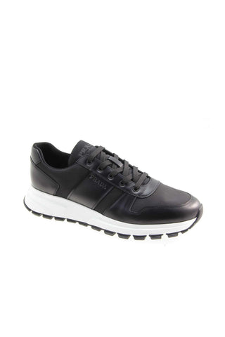 Prada 4E3463-3KYU Black Fabric / Calf-Skin Leather Casual Sneakers (PRM1018)-AmbrogioShoes