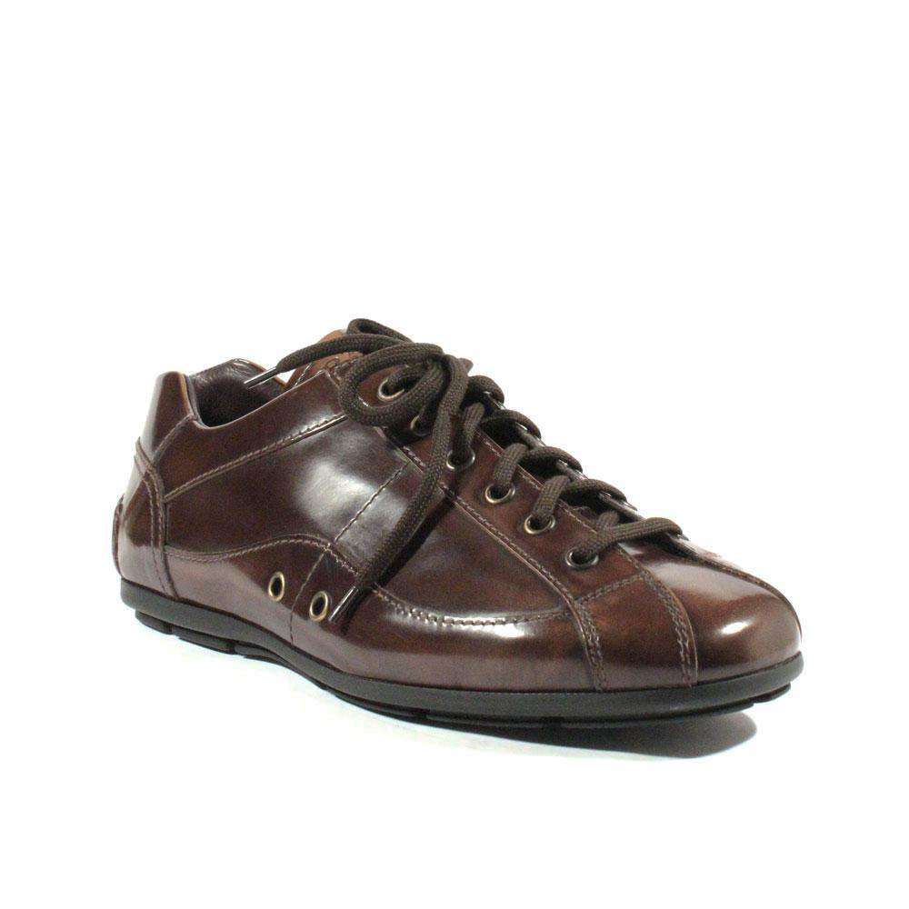 Prada Men's Designer Shoes Tabacco Leather Sneakers 2E1556 (PRM9