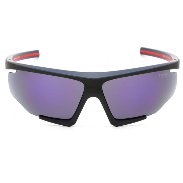 Prada Sport 0PS 07YS Sunglasses Black/Red Rubber / Blue Mirrored-AmbrogioShoes