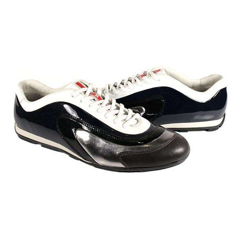 Prada Sports Men's Designer Shoes White Silver and Navy Sneakers