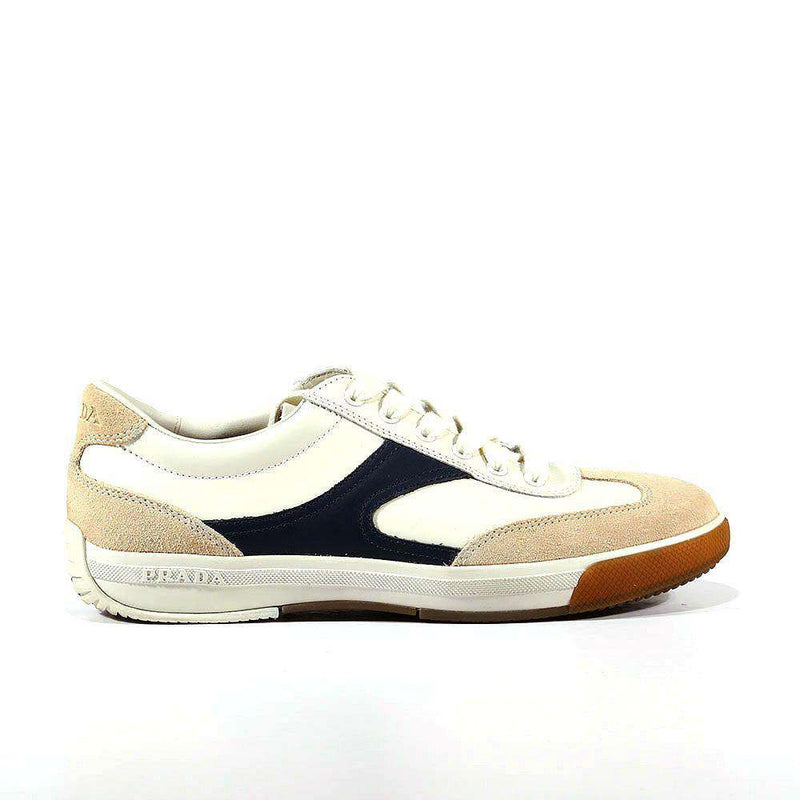 Prada Sports Mens Shoes White/Navy Leather Sneakers 4E1562 (PRM40)-AmbrogioShoes