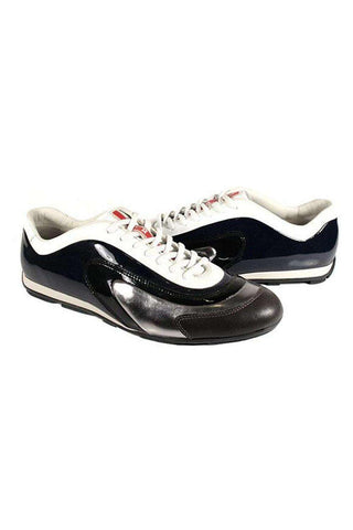 Prada Sports White Silver and Navy Sneakers 4E1890 (PRM34)-AmbrogioShoes