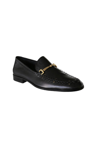 Roberto Cavalli 22505-A Black Calf-Skin Leather Horsebit Loafers (RC1005)-AmbrogioShoes