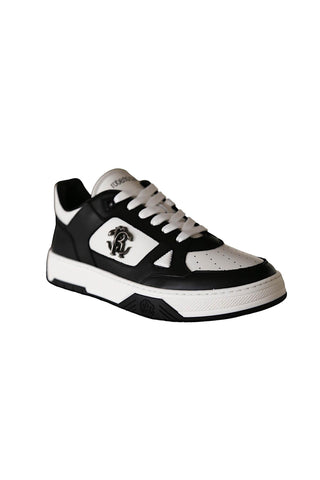 Roberto Cavalli 22536-B Black & White Leather Casual Sneakers (RC1004)