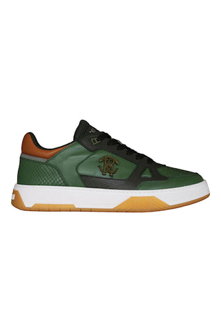 Roberto Cavalli 22537-B Militare Green Fabric / Calf-Skin Leather Casual Sneakers (RC1002)-AmbrogioShoes