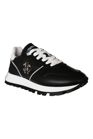 Roberto Cavalli 22541-A Black Calf-Skin Leather Casual Sneakers (RC1003)-AmbrogioShoes