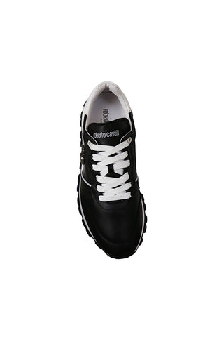 Roberto Cavalli 22541-A Black Calf-Skin Leather Casual Sneakers (RC1003)-AmbrogioShoes