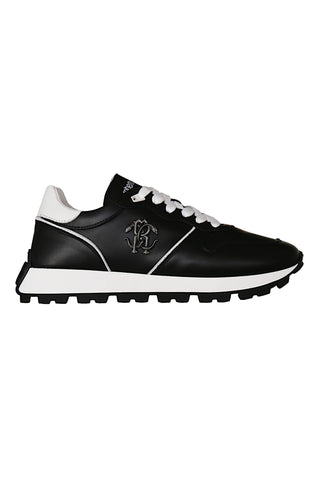 Roberto Cavalli 22541-A Black Calf-Skin Leather Casual Sneakers (RC1003)-AmbrogioShoes