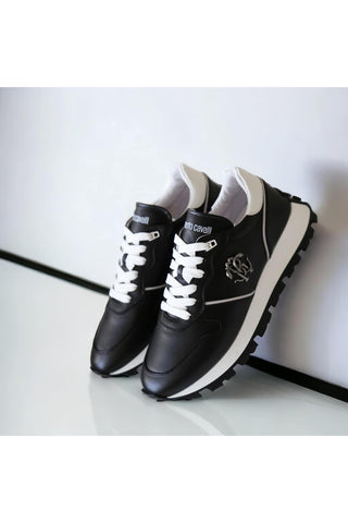 Roberto Cavalli 22541-A Black Leather Casual Sneakers (RC1003)