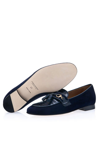 SUPERGLAMOUROUS Bruno Crocodile & Suede Tassel Loafer (SPGM1366)-AmbrogioShoes