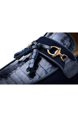 SUPERGLAMOUROUS Bruno Crocodile & Suede Tassel Loafer (SPGM1366)-AmbrogioShoes