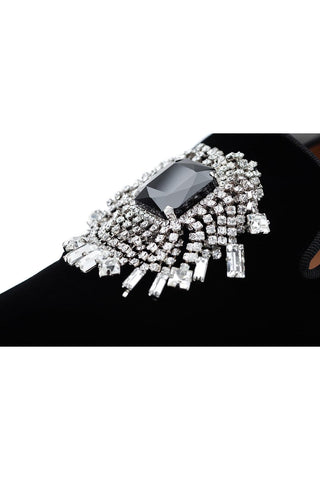 SUPERGLAMOUROUS Jupiter Velvet Crystal Slipper Loafers-AmbrogioShoes