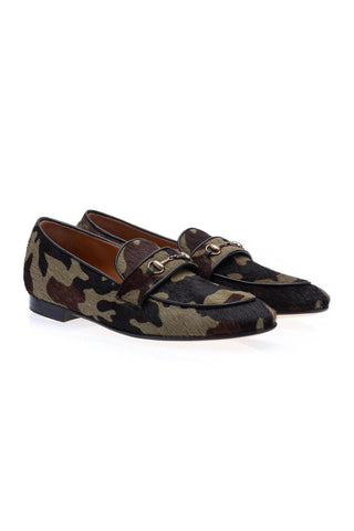 SUPERGLAMOUROUS Morris Green Camouflage Pony Slip-on Horsebit Loafers (SPGM1311)-AmbrogioShoes