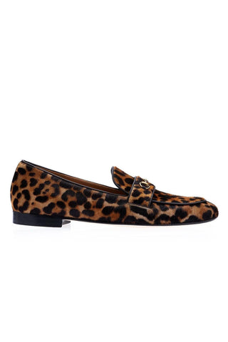 SUPERGLAMOUROUS Morris Orange & Black Leopard Embossed / Pony Horsebit Loafers (SPGM1005)-AmbrogioShoes