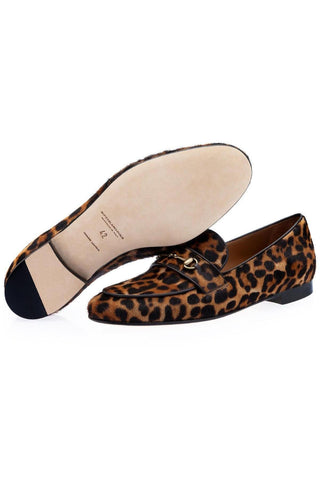 SUPERGLAMOUROUS Morris Orange & Black Leopard Embossed / Pony Horsebit Loafers (SPGM1005)-AmbrogioShoes