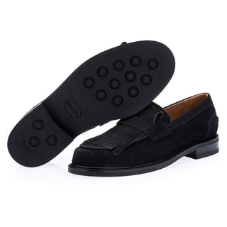 SUPERGLAMOUROUS Norfolk Softy Men's Shoes Black Calf-Skin Leather Suide Penny Loafers (SPGM1175)-AmbrogioShoes