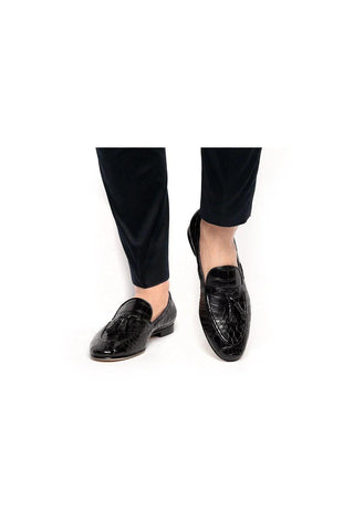 SUPERGLAMOUROUS Philippe Crocodile Skin Slip-On Tassels Loafer (SPGM1356)-AmbrogioShoes