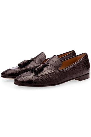SUPERGLAMOUROUS Philippe Crocodile Skin Slip-On Tassels Loafer (SPGM1356)-AmbrogioShoes