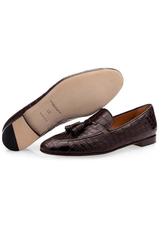 SUPERGLAMOUROUS Philippe Crocodile Skin Slip-On Tassels Loafer (SPGM1356)-AmbrogioShoes